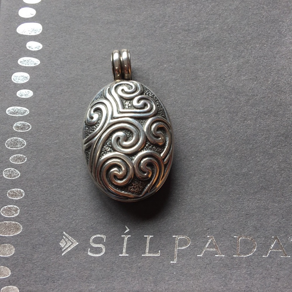 Silpada Scrolled Oxidized SS Locket Pendant